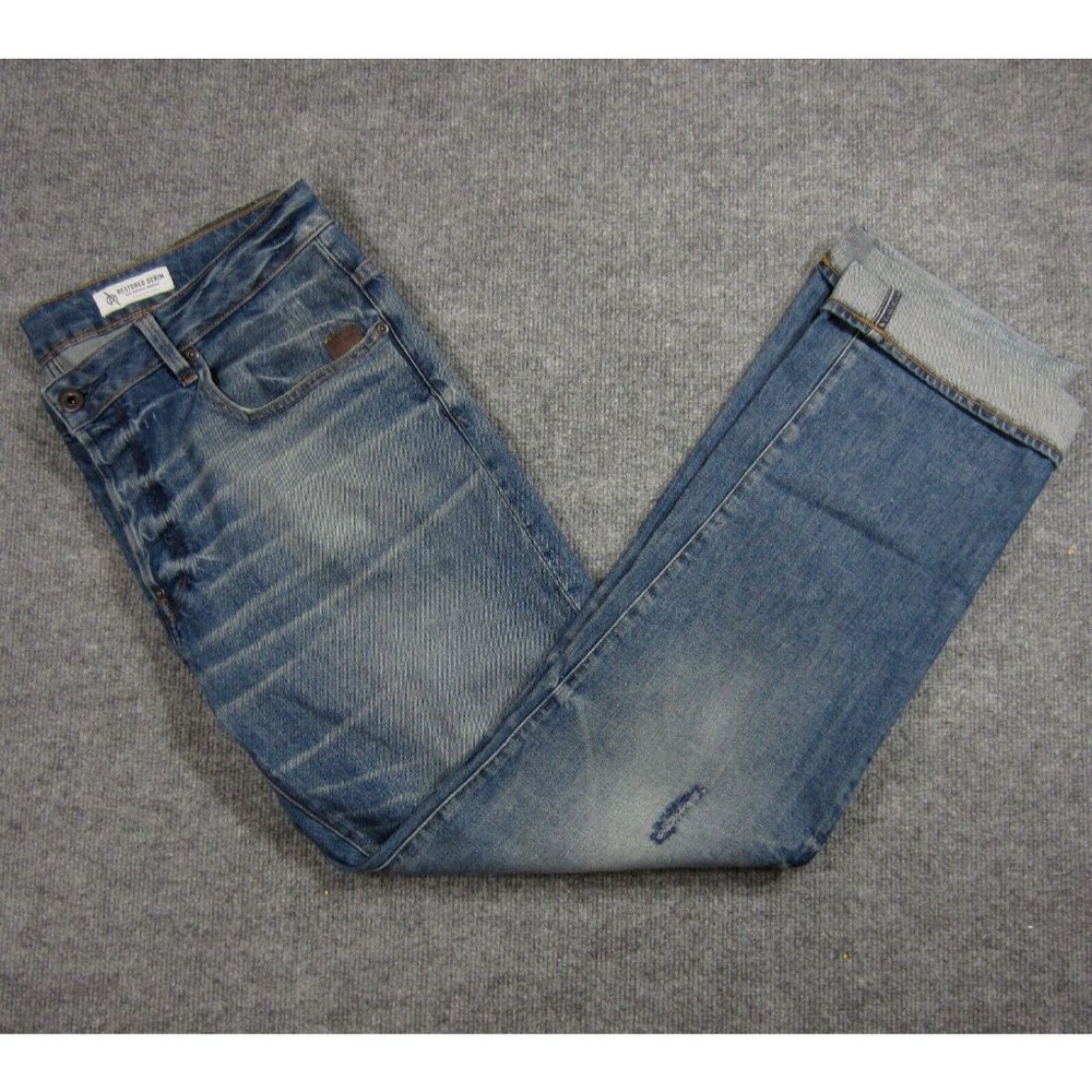 G Raw Jeans Mens 38 Blue Medium Wash Distressed Straight